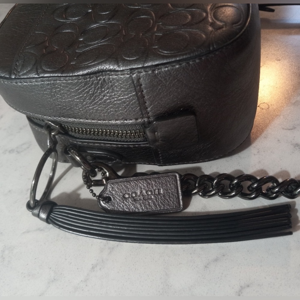 Coach Metallic Signature Embossed Leather Camera Bag - Picture 7 of 15